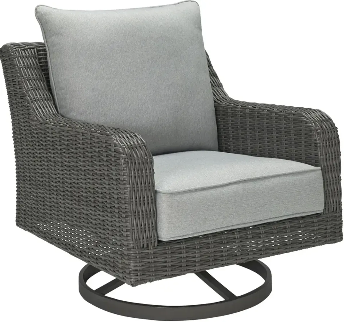 Signature Design by Ashley® Elite Park Gray Aluminum/Resin Wicker Outdoor Swivel Lounge with Cushion