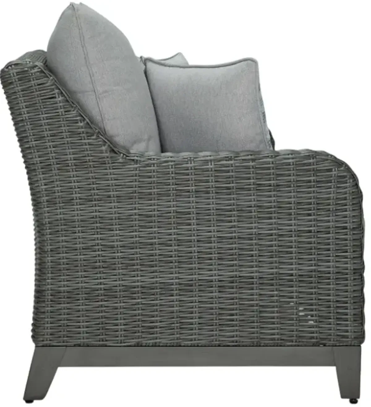 Signature Design by Ashley® Elite Park Gray Aluminum/Fabric/Resin Wicker Outdoor Loveseat with Cushion