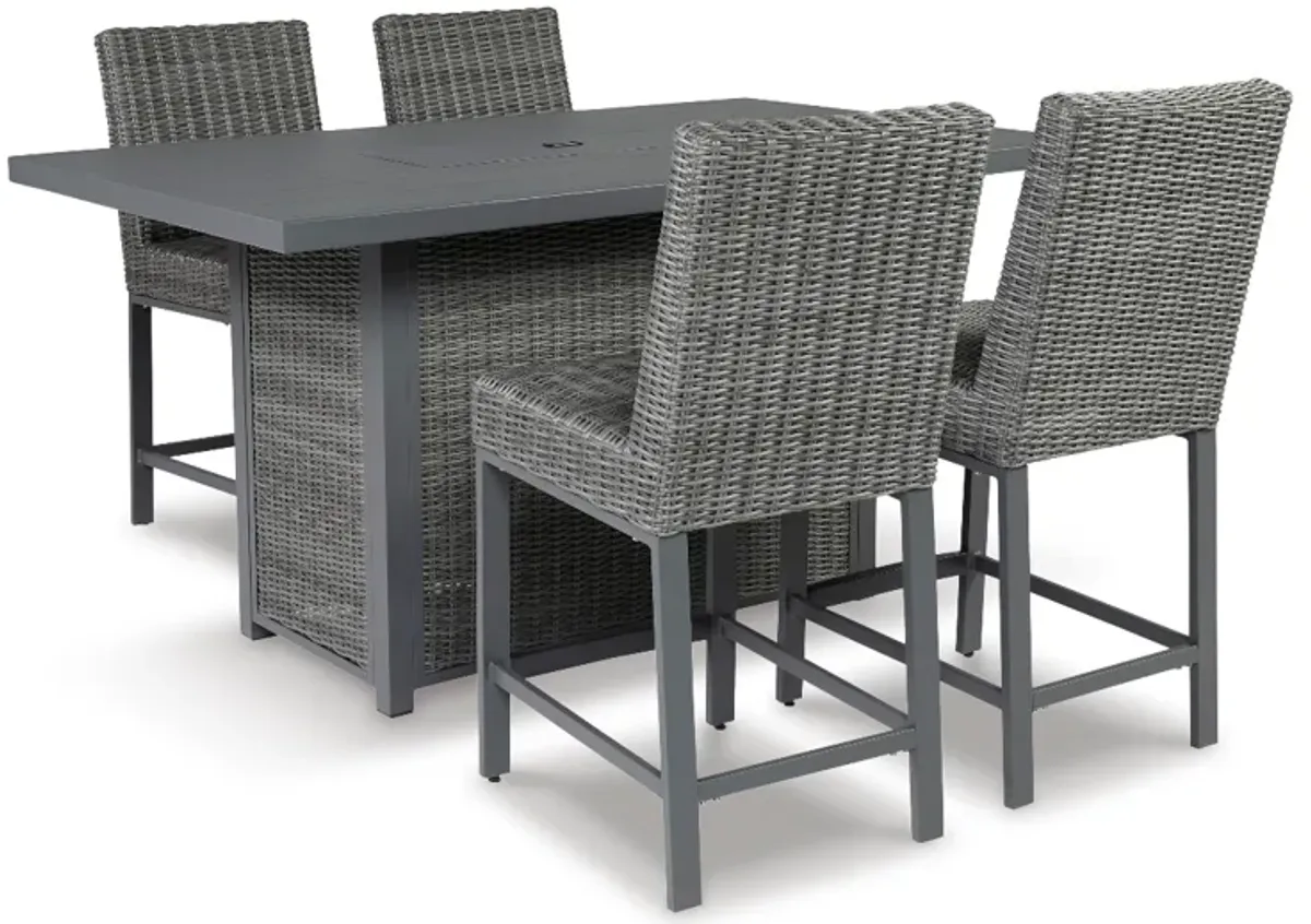 Signature Design by Ashley® Palazzo 5-Piece Gray Counter Height Outdoor Dining Set