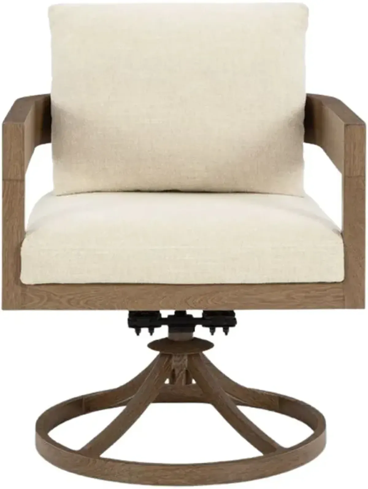 Signature Design by Ashley® Serene Bay Dark Brown/White Aluminum/Nuvella Outdoor Swivel Dining Chair with Cushion