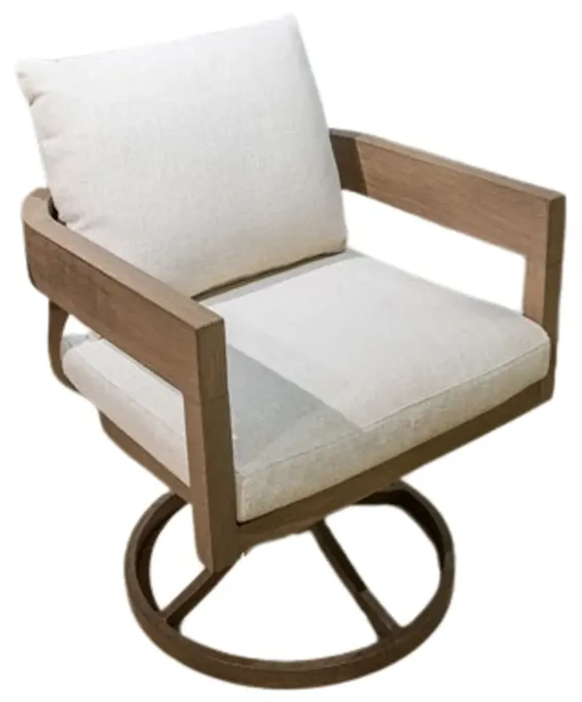 Signature Design by Ashley® Serene Bay Dark Brown/White Aluminum/Fabirc Outdoor Swivel Dining Chair with Cushion