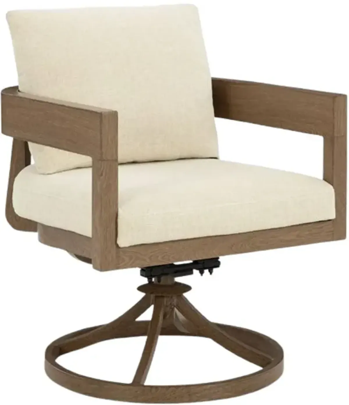 Signature Design by Ashley® Serene Bay Dark Brown/White Aluminum/Nuvella Outdoor Swivel Dining Chair with Cushion