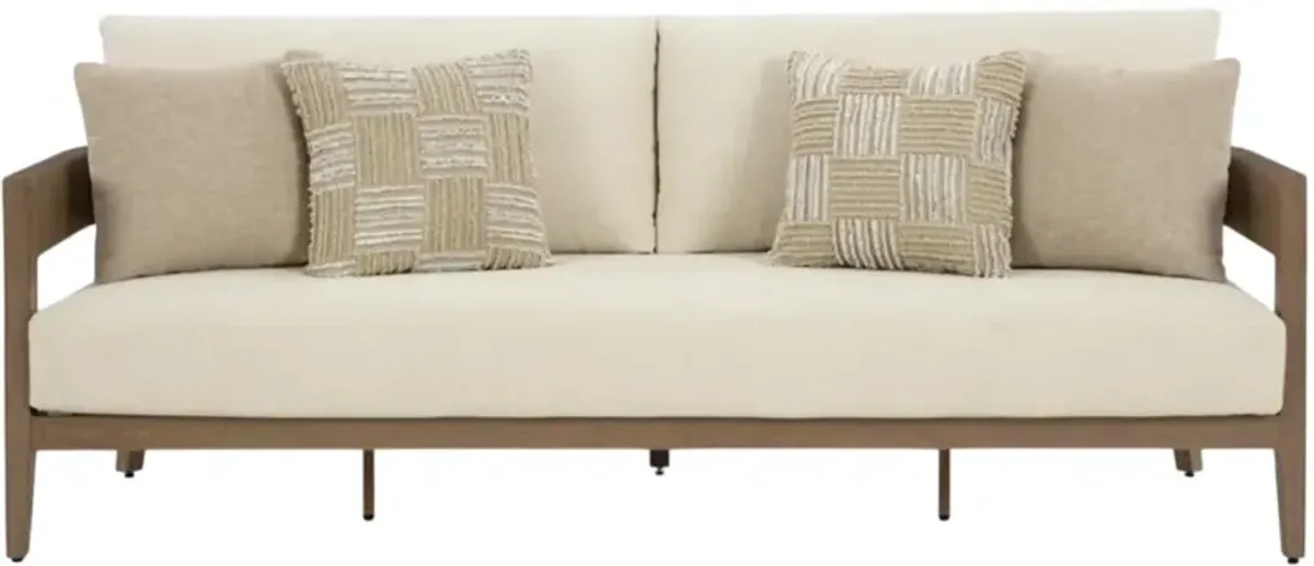 Signature Design by Ashley® Serene Bay Dark Brown/White Fabric/Metal Outdoor Sofa