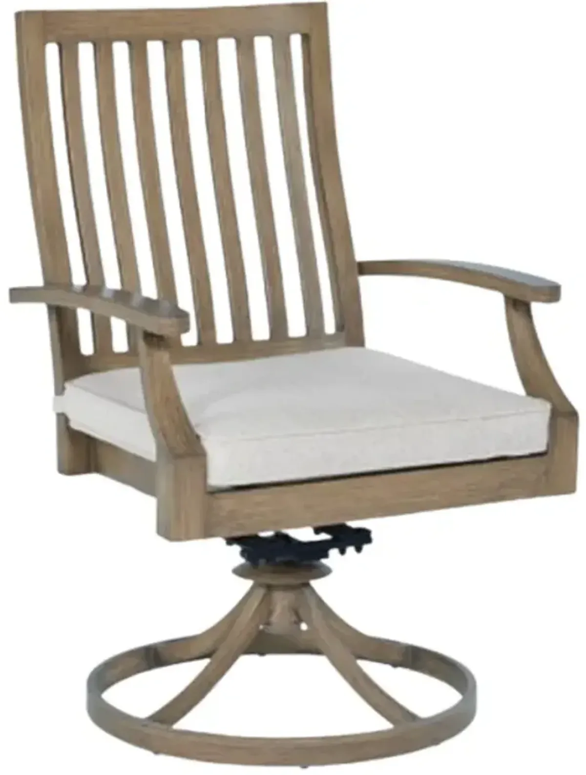 Signature Design by Ashley® Rainier Ranch 2-Piece Beige/Brown Aluminum/Nuvella Outdoor Swivel Chair