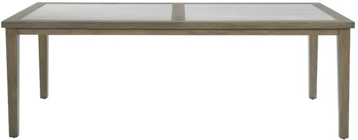 Signature Design by Ashley® Rainier Ranch Beige Aluminum Outdoor Rectangle Dining Table with Brown Base