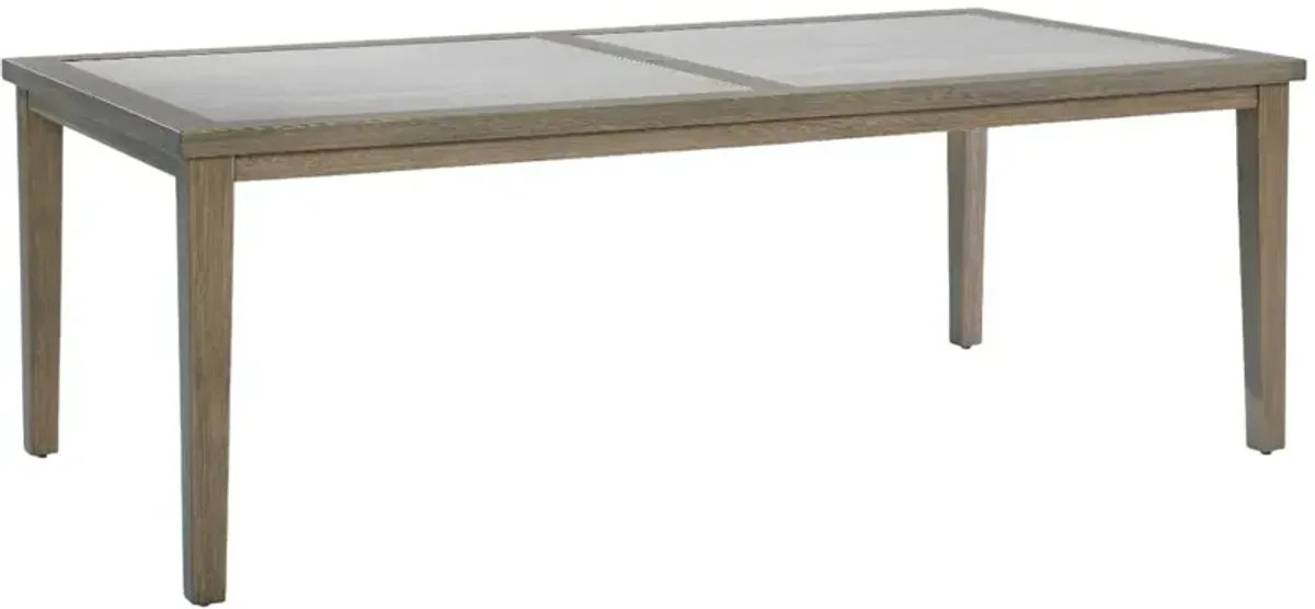 Signature Design by Ashley® Rainier Ranch Beige Aluminum Outdoor Rectangle Dining Table with Brown Base