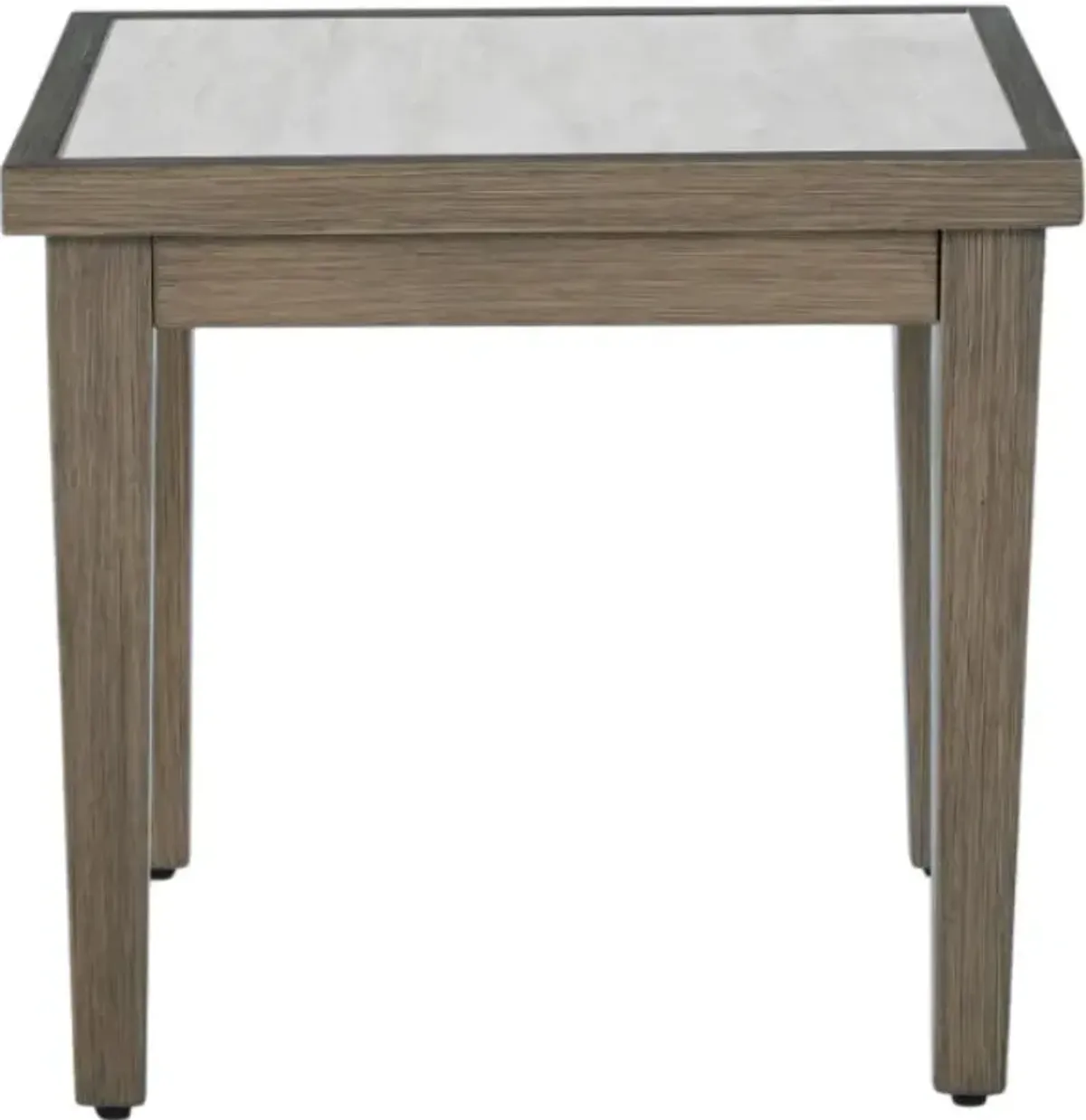 Signature Design by Ashley® Rainier Ranch Beige Aluminum Outdoor End Table with Brown Base