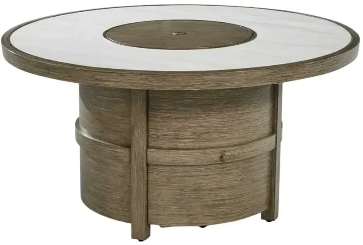 Signature Design by Ashley® Rainier Ranch Beige Aluminum Outdoor Round Fire Pit Table