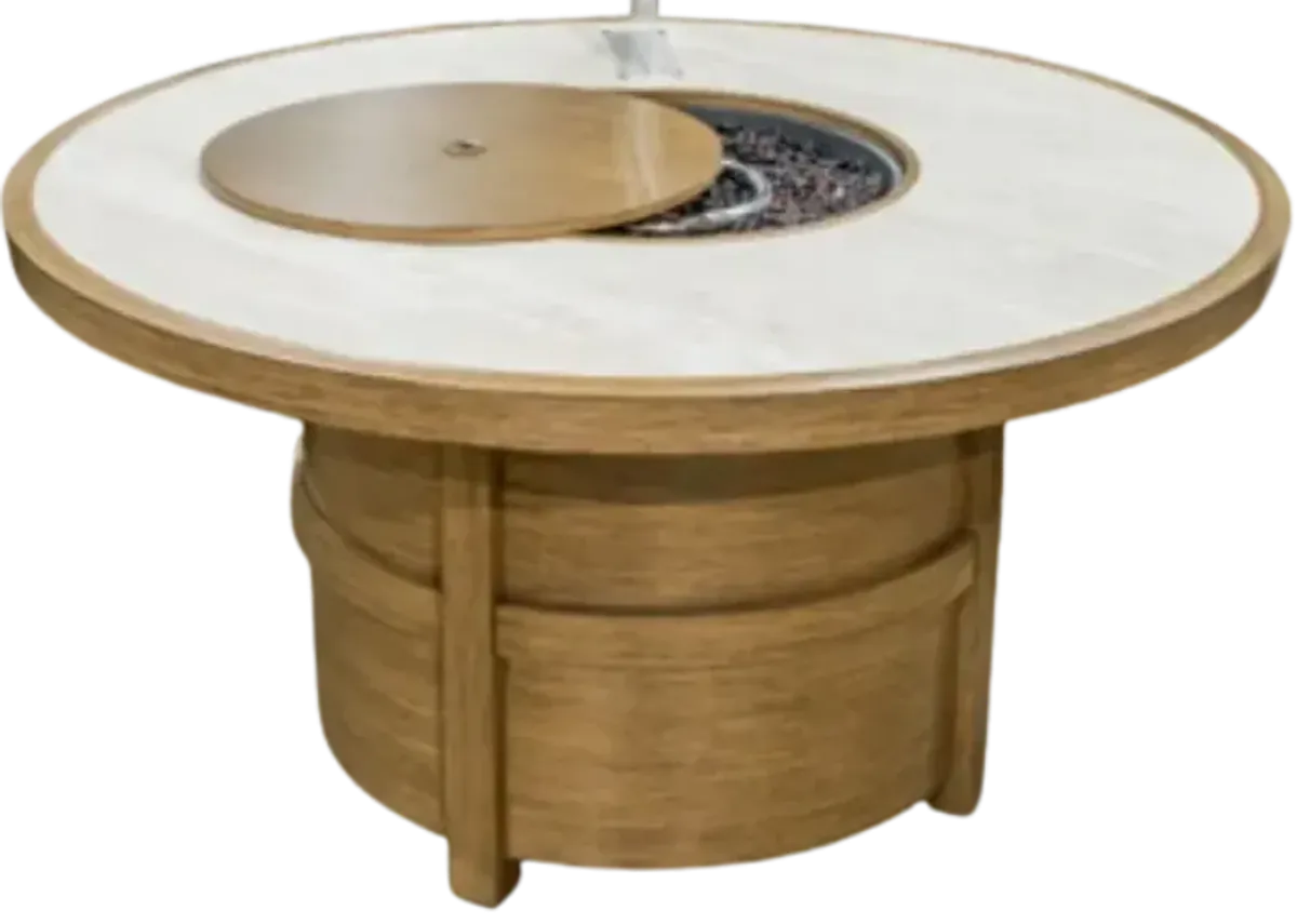 Signature Design by Ashley® Rainier Beige Aluminum Outdoor Ranch Round Fire Pit Table