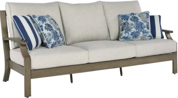 Signature Design by Ashley® Rainier Ranch Beige/Brown Aluminum/Fabric Outdoor Sofa with Cushion