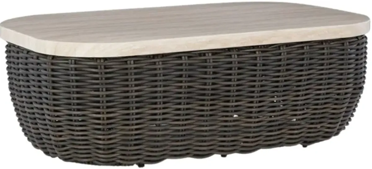 Signature Design by Ashley® Kimora Beige/Dark Brown Wicker Outdoor Coffee Table