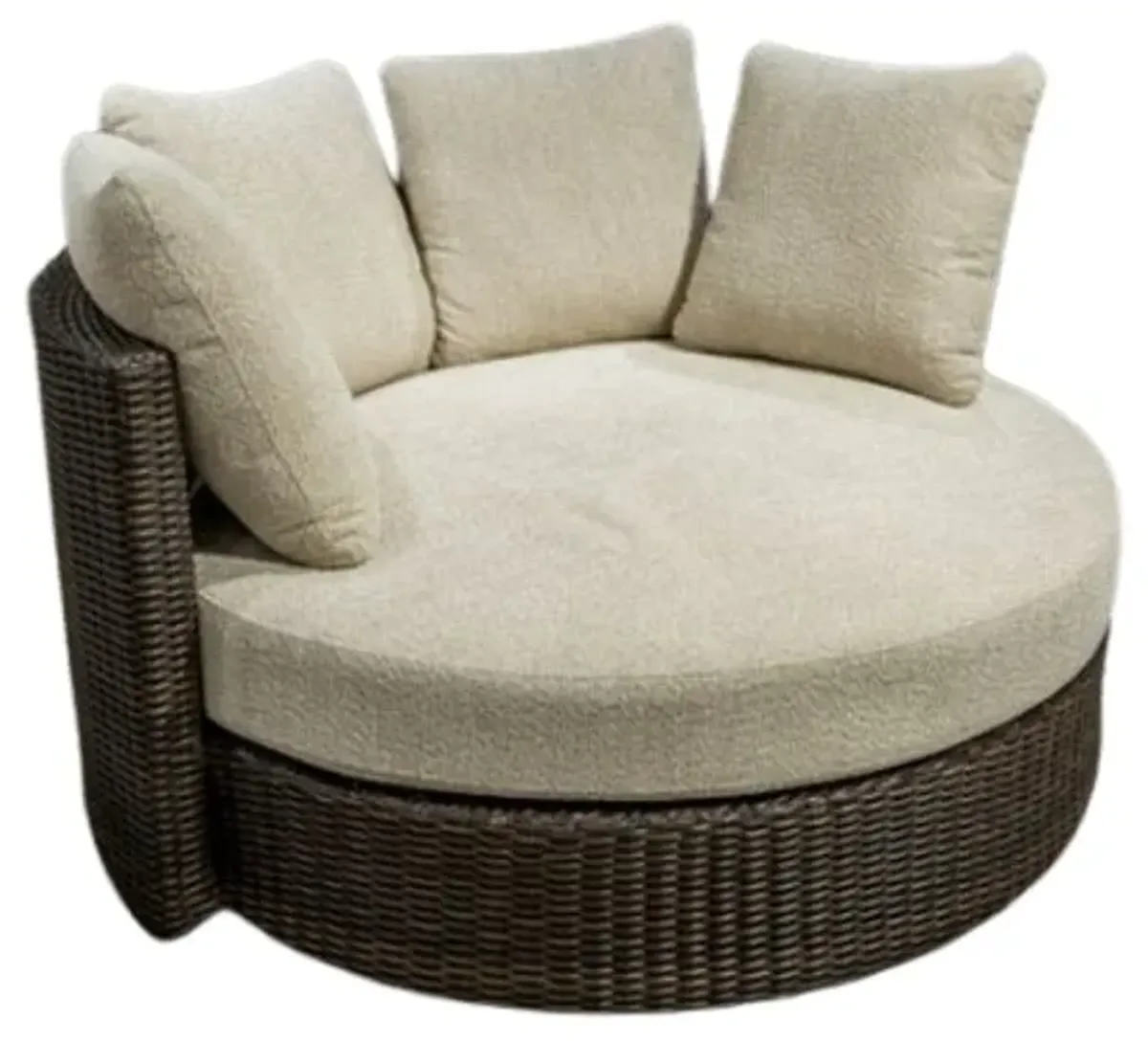 Signature Design by Ashley® Kimora Beige/Dark Brown Aluminum/Fabric/Resin Outdoor Swivel Lounge Chair