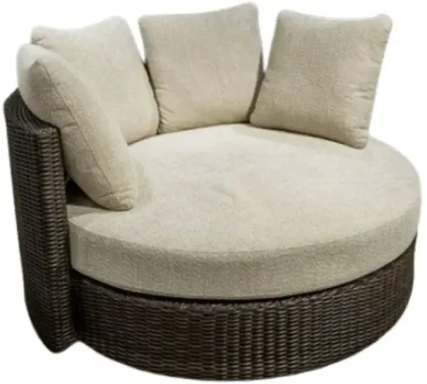 Signature Design by Ashley® Kimora Beige/Dark Brown Aluminum/Fabric/Resin Outdoor Swivel Lounge Chair