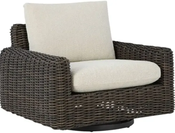 Signature Design by Ashley® Kimora Beige/Dark Brown Nuvella/Wicker Outdoor Swivel Lounge Chair