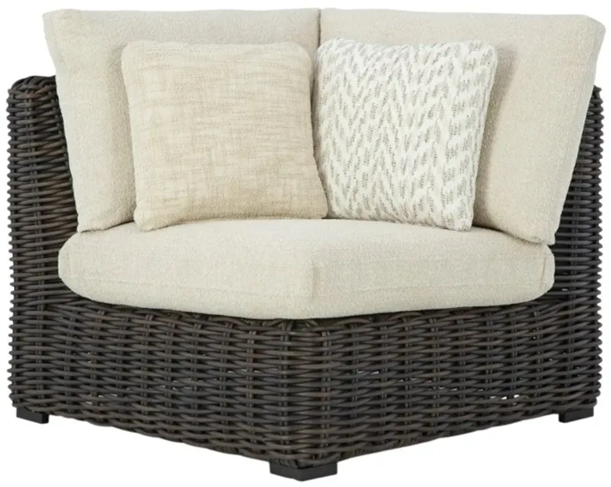 Signature Design by Ashley® Kimora 3-Piece Beige/Dark Brown Fabric/Metal/Wicker L-Shape Outdoor Sectional