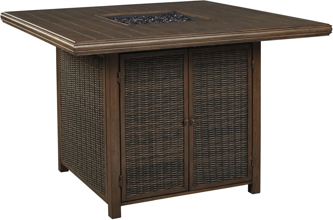 Signature Design by Ashley® Paradise Trail Medium Brown Square Fire Pit Bar Table 