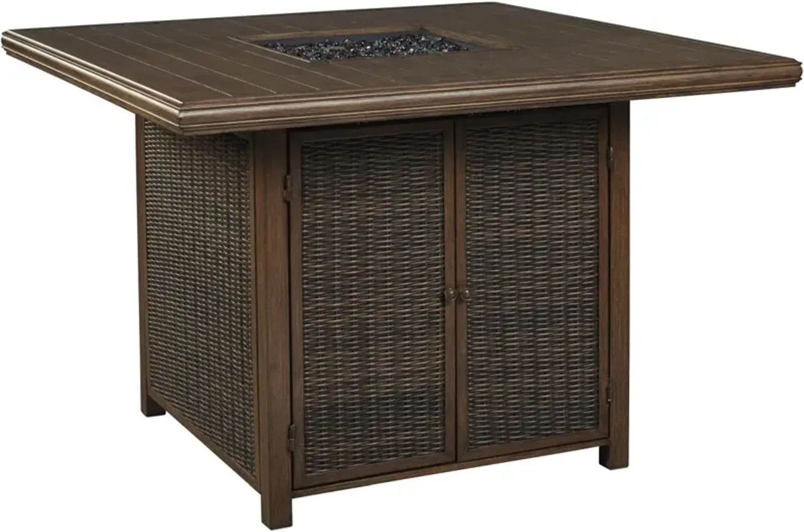 Signature Design by Ashley® Paradise Trail Medium Brown Square Fire Pit Bar Table 