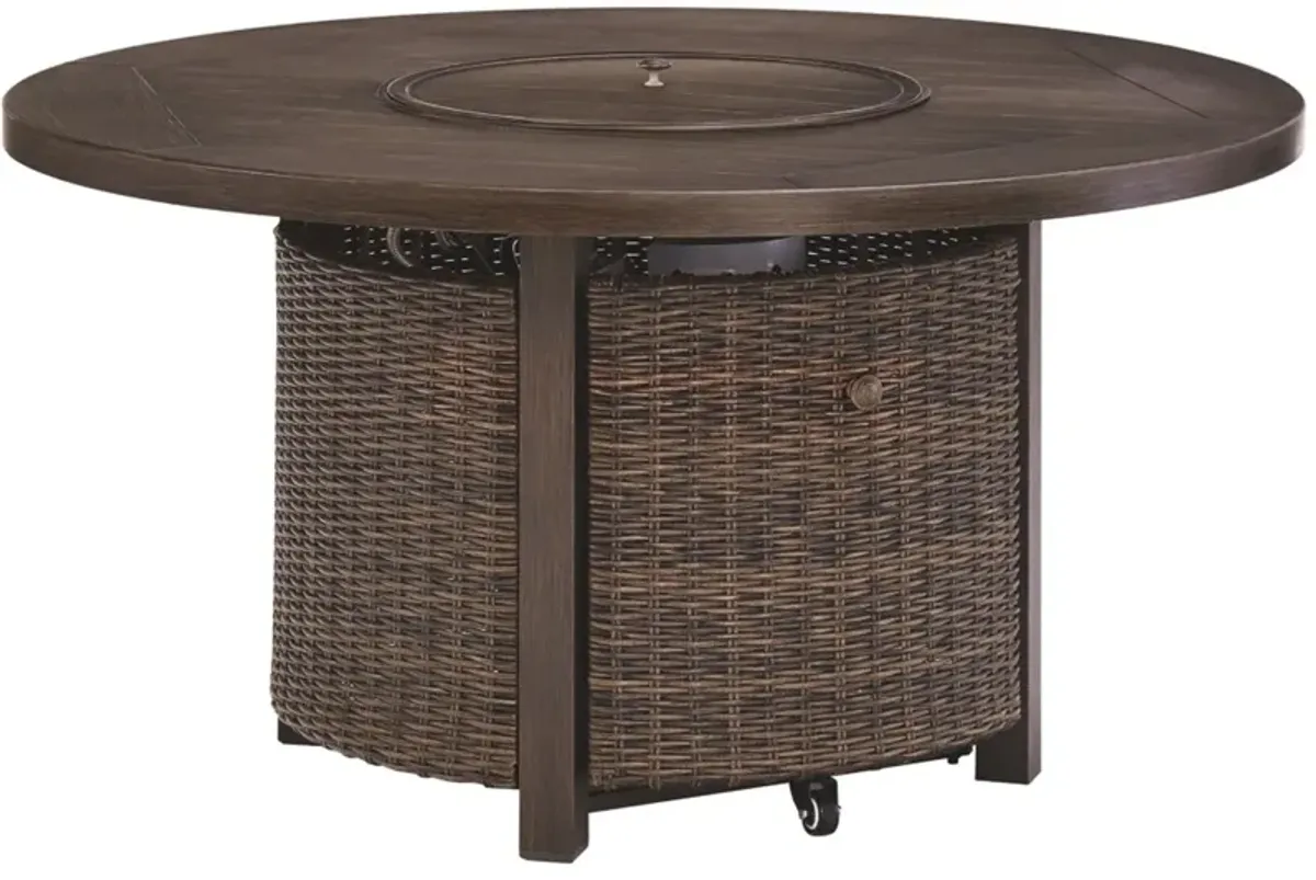 Signature Design by Ashley® Paradise Trail Medium Brown Aluminum/Resin Outdoor Round Fire Pit Table