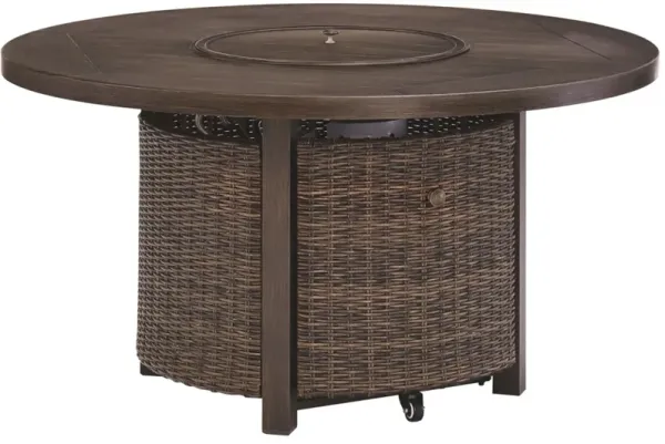 Signature Design by Ashley® Paradise Trail Medium Brown Aluminum/Resin Outdoor Round Fire Pit Table