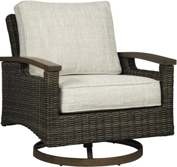 Signature Design by Ashley® Paradise Trail 2-Piece Medium Brown Aluminum/Resin Wicker Outdoor Swivel Lounge Chair Set