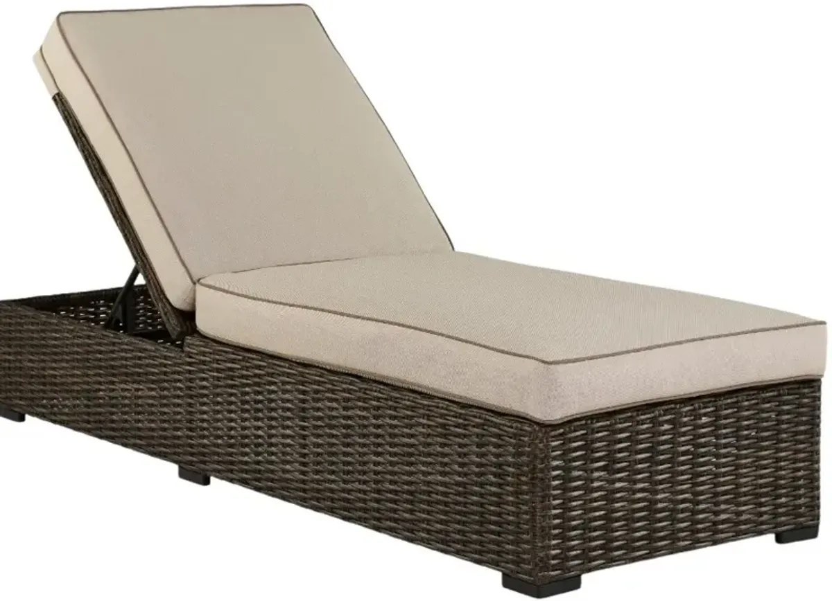 Signature Design by Ashley® Coastline Bay Brown Resin Outdoor Chaise Lounge with Cushion