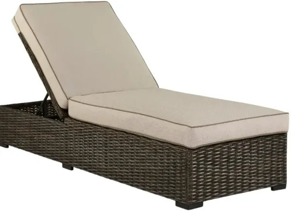 Signature Design by Ashley® Coastline Bay Brown Aluminum/Fabric/Resin Outdoor Chaise Lounge with Cushion
