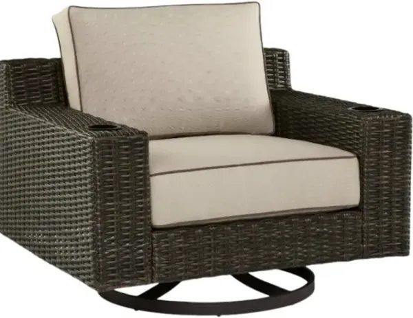 Signature Design by Ashley® Coastline Bay Brown Aluminum Outdoor Swivel Lounge Chair