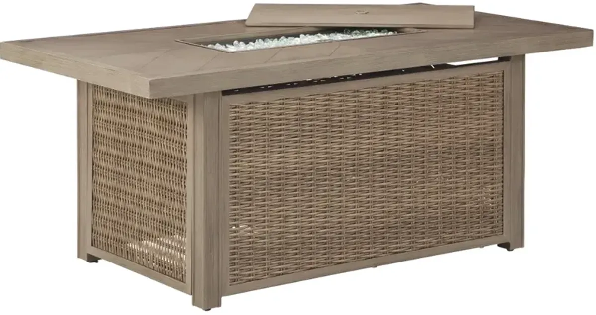 Signature Design by Ashley® Beachcroft Beige Outdoor Rectangular Fire Pit Table