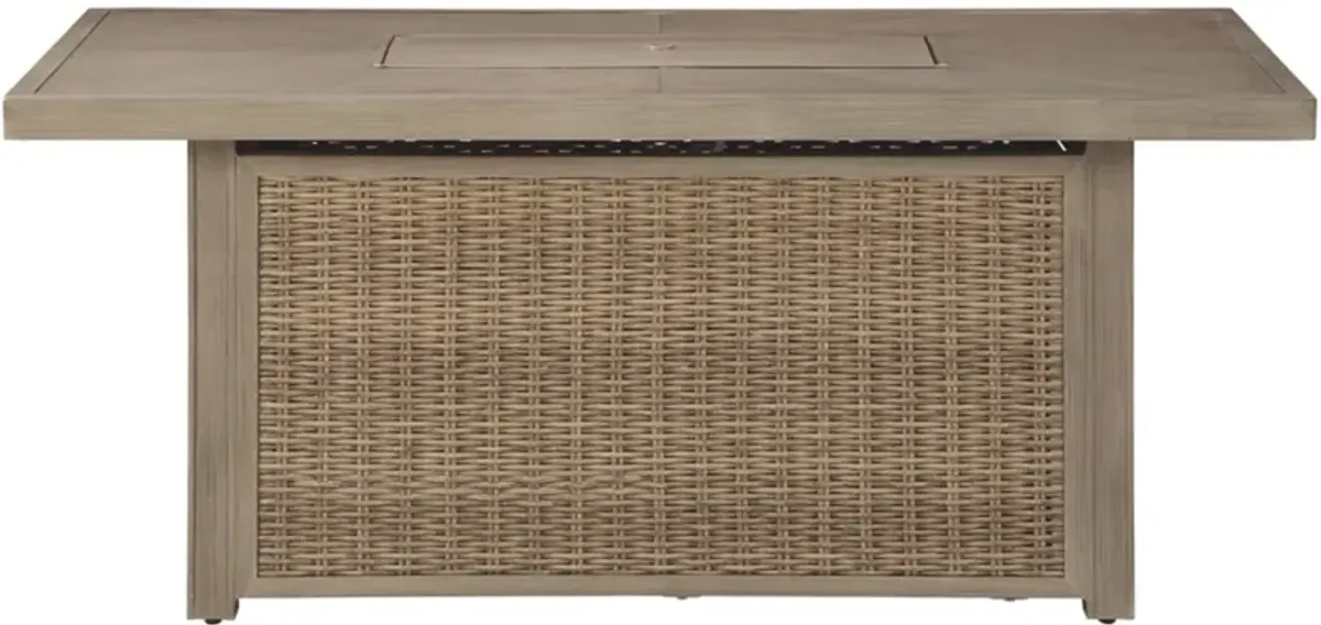 Signature Design by Ashley® Beachcroft Beige Outdoor Rectangular Fire Pit Table