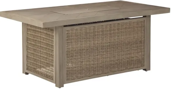 Signature Design by Ashley® Beachcroft Beige Outdoor Rectangular Fire Pit Table