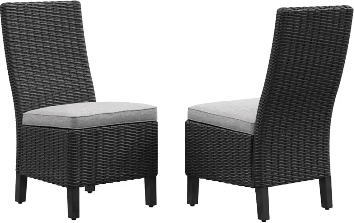 Signature Design by Ashley® Beachcroft 2-Piece Black/Light Gray Fabri/Resin Outdoor Dining Arm Chair