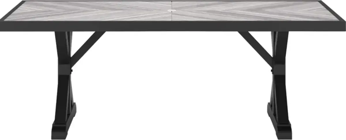 Signature Design by Ashley® Beachcroft Black/Light Gray Aluminum/Porcelain Outdoor Dining Table