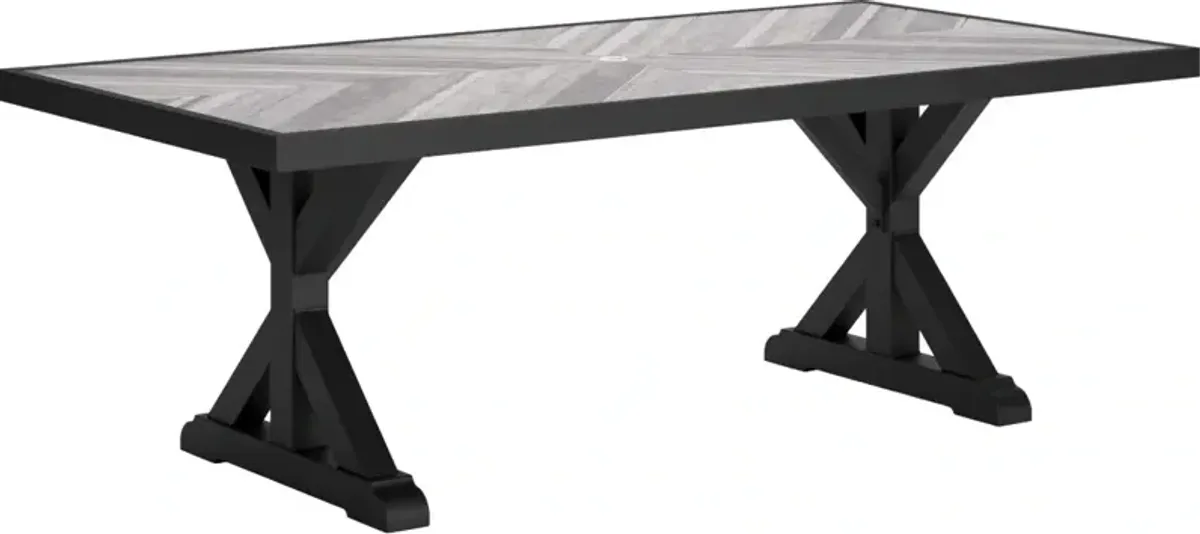 Signature Design by Ashley® Beachcroft Black/Light Gray Aluminum/Porcelain Outdoor Dining Table