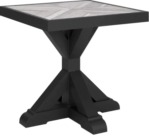 Signature Design by Ashley® Beachcroft Light Gray Aluminum/Resin Outdoor End Table with Black Base
