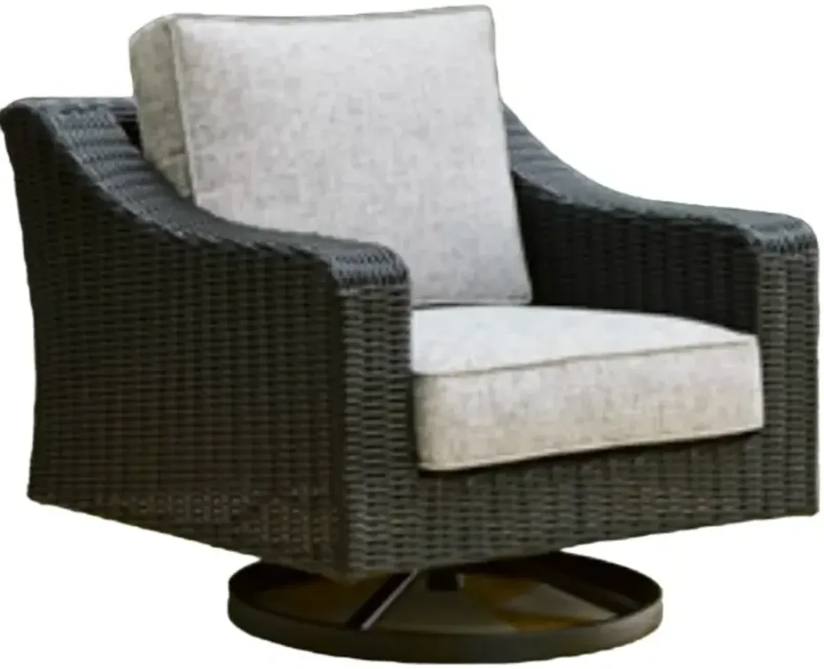 Signature Design by Ashley® Beachcroft Black/Light Gray Outdoor Resin Swivel Lounge with Cushion