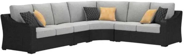 Signature Design by Ashley® Beachcroft 4-Piece Black/Light Gray Fabric/Resin Wicker Outdoor Sectional