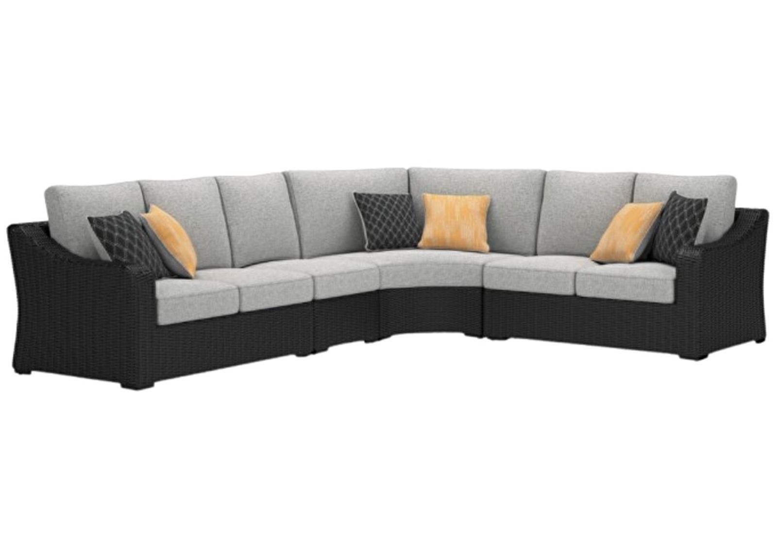 Signature Design by Ashley® Beachcroft 5-Piece Black/Light Gray Outdoor Sectional