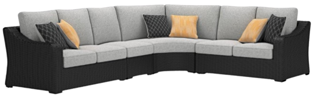 Signature Design by Ashley® Beachcroft 5-Piece Black/Light Gray Outdoor Sectional