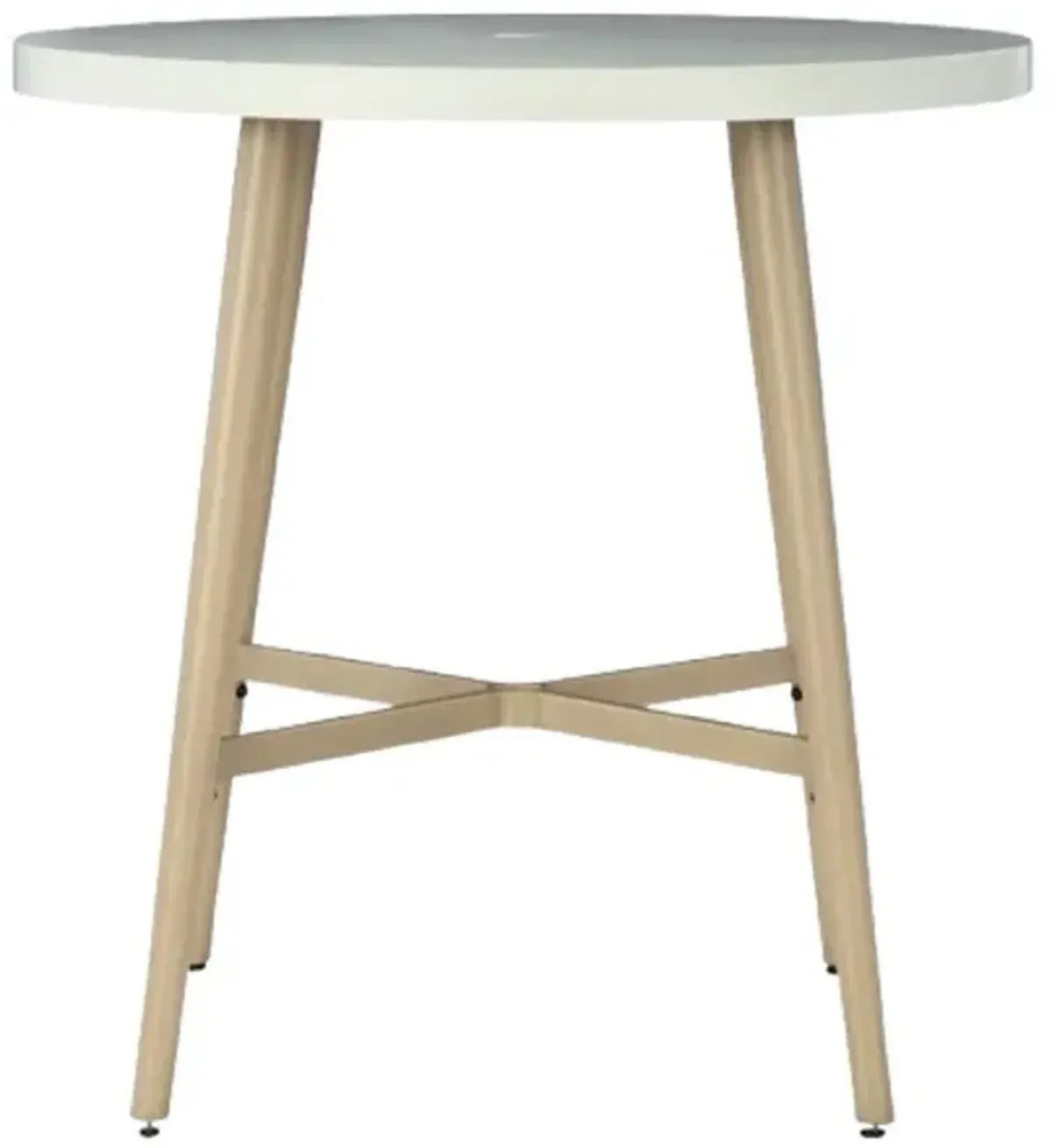Signature Design by Ashley® Seton Creek White Aluminum/Stone Outdoor Bar Table with Beige Base