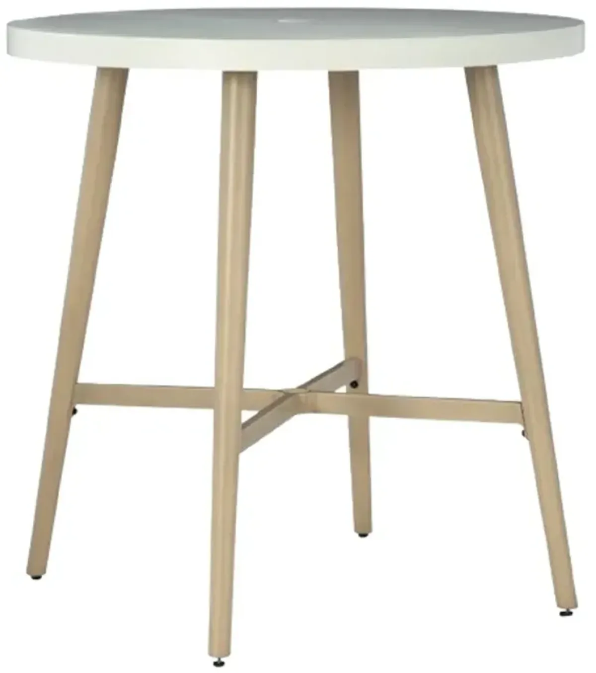 Signature Design by Ashley® Seton Creek White Aluminum/Stone Outdoor Bar Table with Beige Base