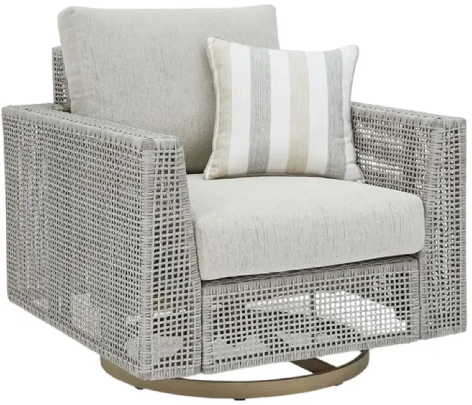 Signature Design by Ashley® Seton Creek Gray Wicker Outdoor Swivel Lounge with Cushion