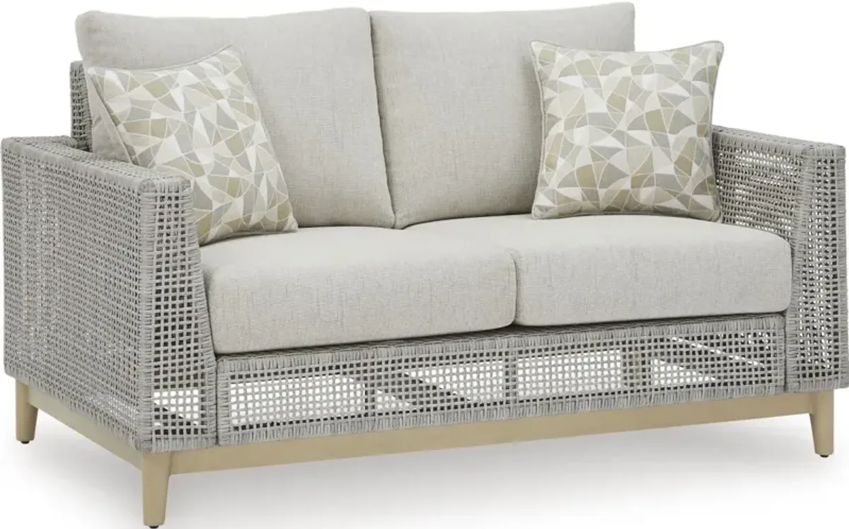 Signature Design by Ashley® Seton Creek Gray Aluminum/Resin Outdoor Loveseat with Cushion