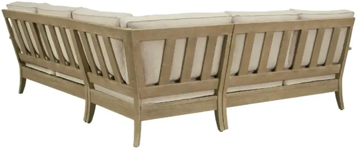 Signature Design by Ashley® Clare View 3-Piece Beige Fabric/Wood Outdoor Sectional