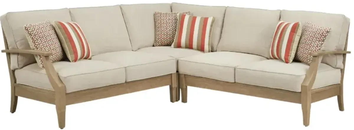 Signature Design by Ashley® Clare View 3-Piece Beige Fabric/Wood Outdoor Sectional