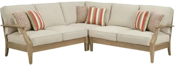 Signature Design by Ashley® Clare View 3-Piece Beige Fabric/Wood Outdoor Sectional