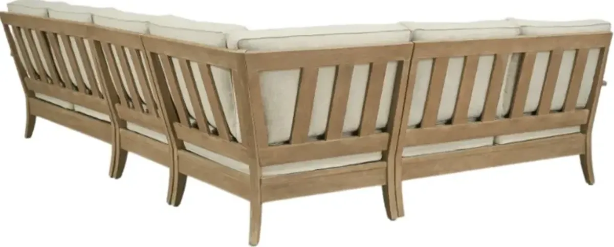 Signature Design by Ashley® Clare View 4-Piece Beige Fabric/Wooden Outdoor Sectional