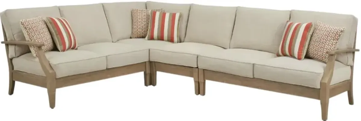 Signature Design by Ashley® Clare View 4-Piece Beige Fabric/Wooden Outdoor Sectional