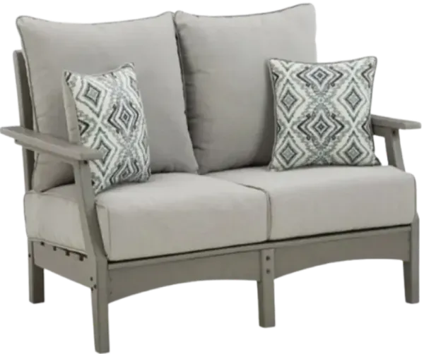 Signature Design by Ashley® Visola Gray Nuvella/Polyethylene Outdoor Loveseat with Cushion