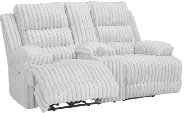 Signature Design by Ashley® Rhines Falls Alloy Dual Power Reclining Loveseat with Console