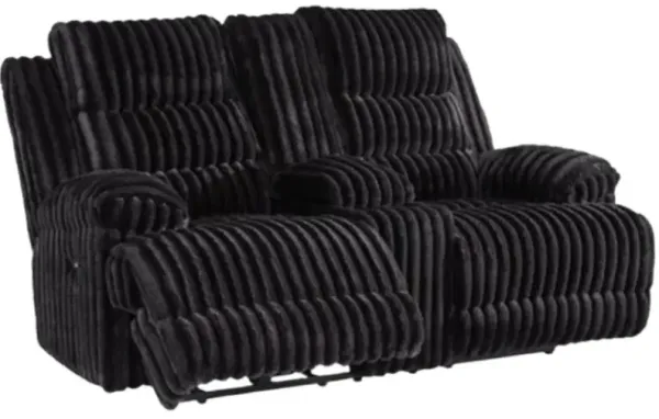 Signature Design by Ashley® Rhines Falls Onyx Double Power Reclining Loveseat with Console
